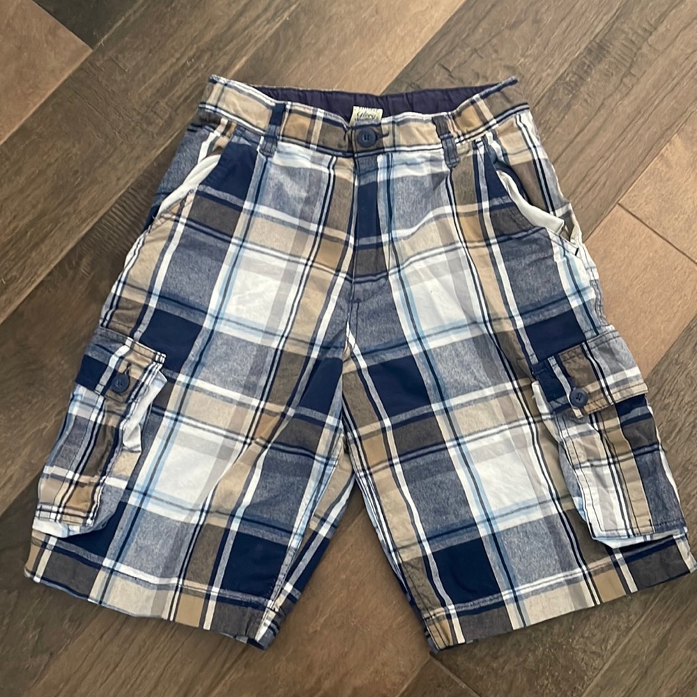 🟢Faded Glory Boys 16 Cargo Shorts Plaid Cotton